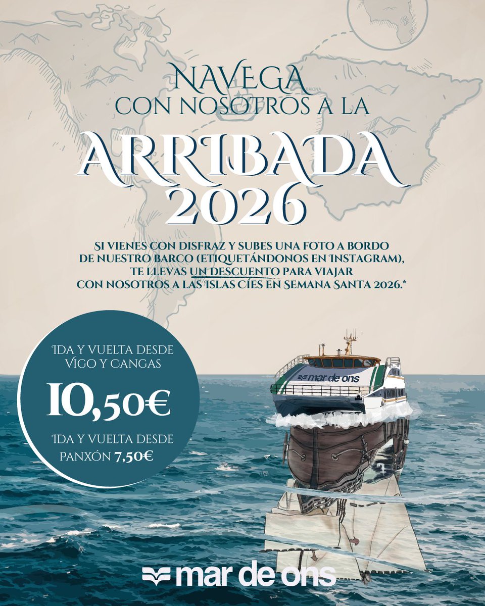 MardeOns's tweet photo. ¿No tienes plan para este finde? 👀 ¡Ven con nosotros a la Arribada de Baiona! 

Embárcate desde Vigo, Cangas o Panxón y empieza la experiencia desde el mar. 🌊

🗓️ Sábado 28 de febrero y domingo 1 de marzo.

💸 Consulta tarifas y horarios disponibles en https://t.co/LzRS24PRQi https://t.co/O98LF0fhVx