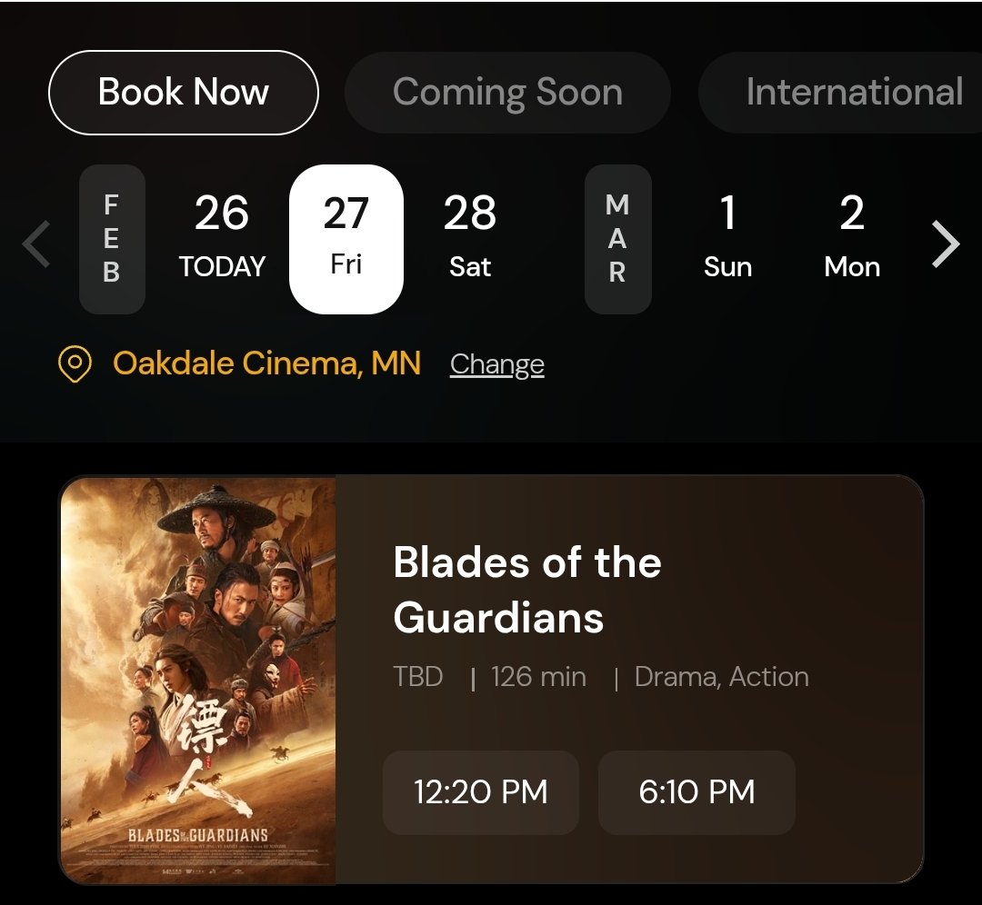 DMi0430's tweet photo. @darra_b @wellgousa Finally! A theater in Minnesota is showing #BladesOfTheGuardians from February 27 - March 4 (less than 1 week 😭) but at least it's coming to MN! It'll be at Oakdale Cinema in Oakdale, MN - see it before it gone! https://t.co/XR8PmpqXQb