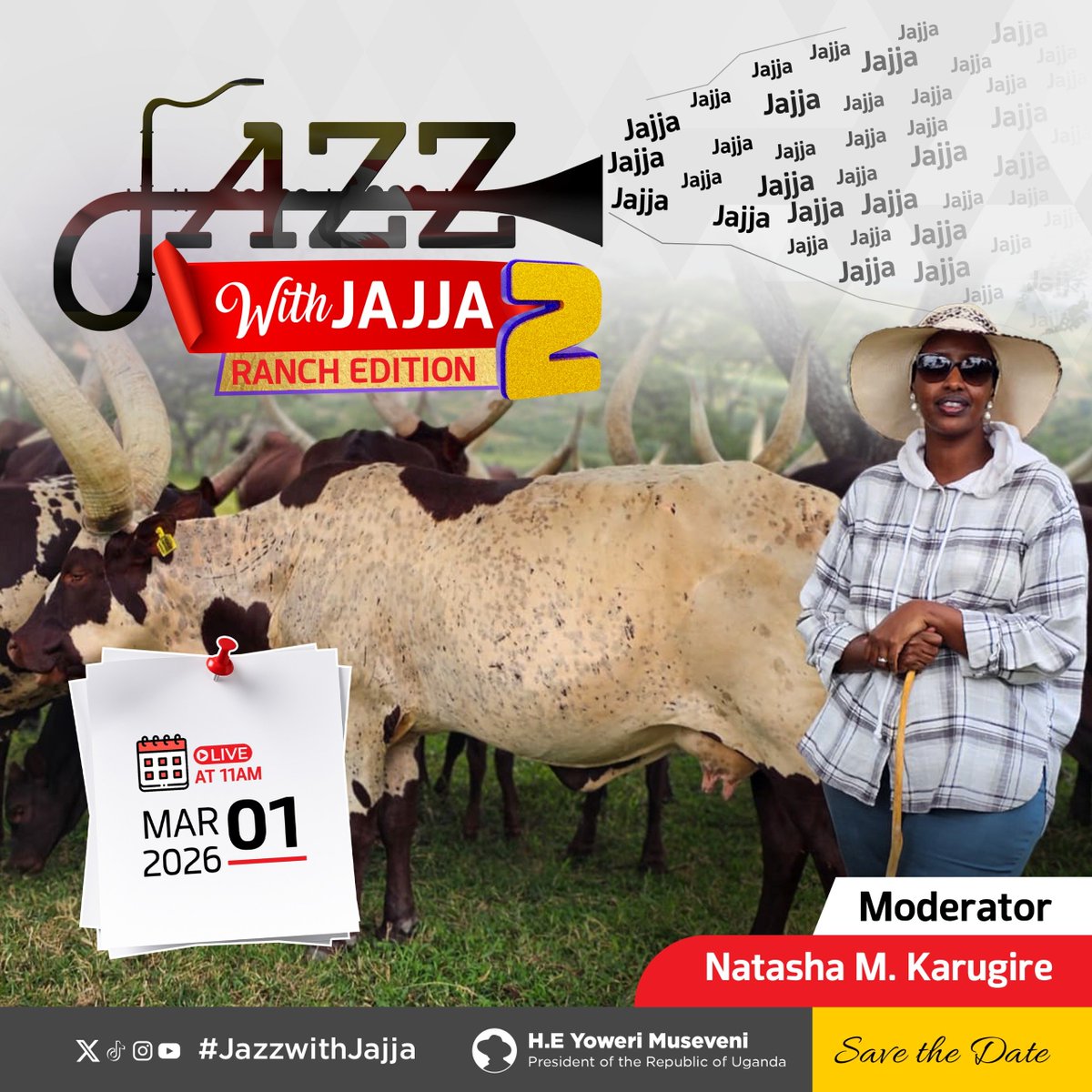 ShillahNajjuma's tweet image. #JazzwithJajja on March 1, 2026 broadcast live on social media, television, and radio!  
Don't miss this candid dialogue with Jajja! 🇺🇬📷Tune in and join the conversation.  #YouthEngagement #UgandaDecides #JazzwithJajja H.E. the President @kagutamuseveni