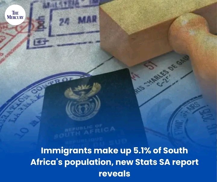 TheMercurySA's tweet photo. 📊 A new report from Stats SA reveals that immigrants now make up 51% of South Africa's population, raising important questions about demographics and social dynamics in the country.
Read more: https://t.co/cGnCL9mLge
#SouthAfrica #Immigration #StatsSA #PopulationStatistics. https://t.co/iY67n8V3nI