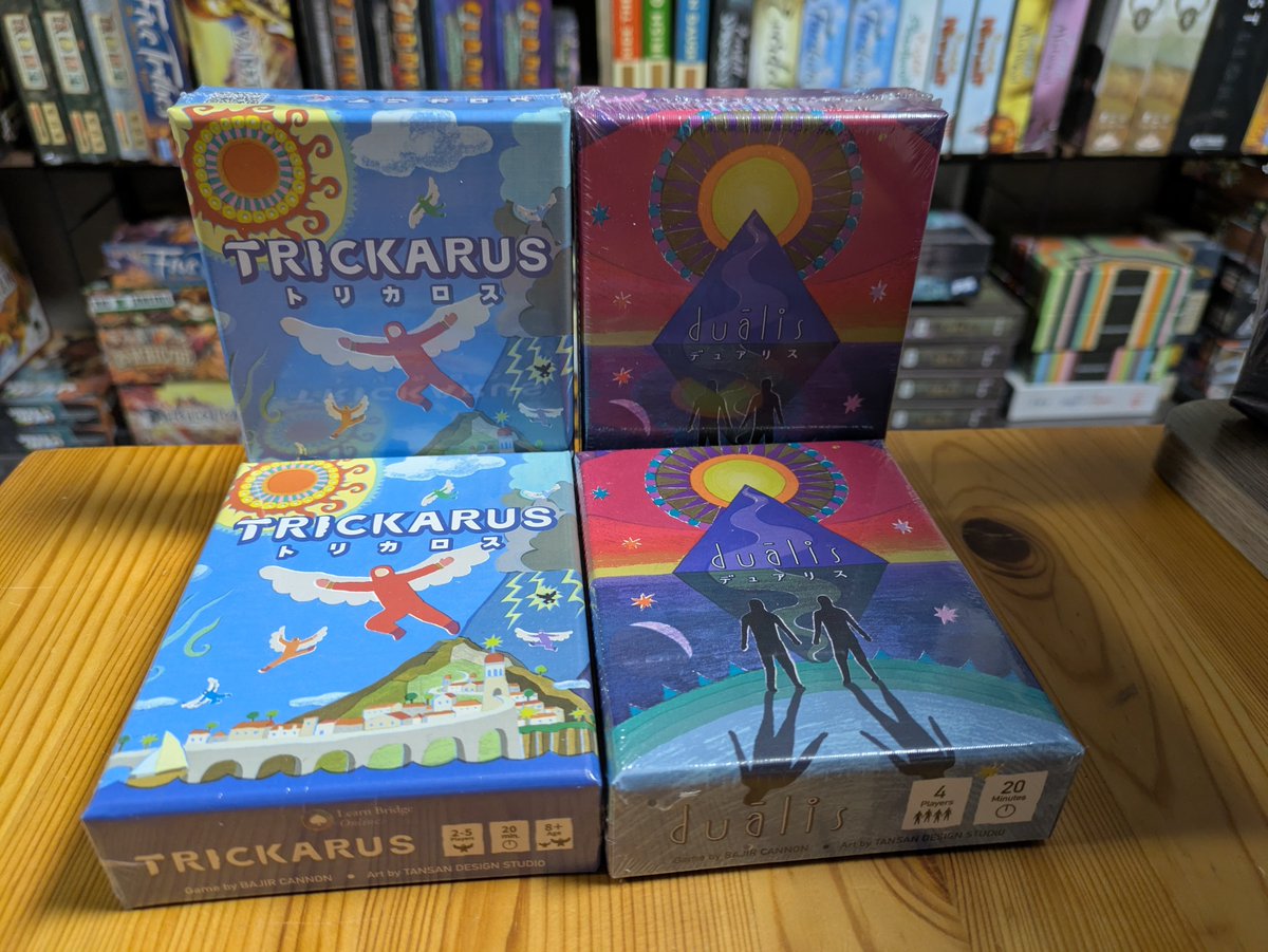 AmuriStudio's tweet photo. 当店で最近人気のゲームの一部です。
We still have copies of Eternal Decks, Trickarus, Kingdom Dice, and 109 Outlaws. All of these games have been quite popular recently, and you can get them at our shop this Sunday 1st March, we are opening 11:00-13:00.
#eternaldecks #trickarus https://t.co/NLNedz1myt