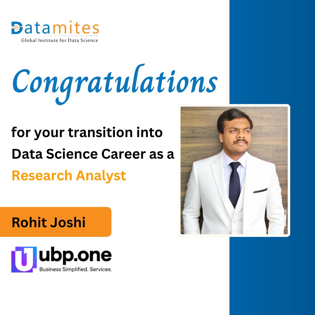 DataMites's tweet photo. A big congratulations to our learners on their successful transition into Data Science careers.

#datamitesplacements #datamites #datamitesdatascience #datamitessuccessstory
#DataMitesTestimonials #DataMitesJobAssistance #CareerTransition #DataScienceCareers https://t.co/u4cTQjfRQo