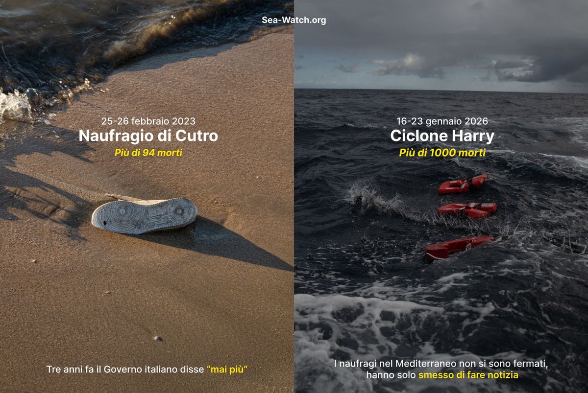 Tre anni fa il Governo si riuniva a #Cutro, dove la negligenza delle autorità italiane aveva ucciso 94 persone. Dissero “mai più”. Un mese mentre il #cicloneHarry devastava il sud, centinaia di persone sono morte in mare. Cosa è cambiato?