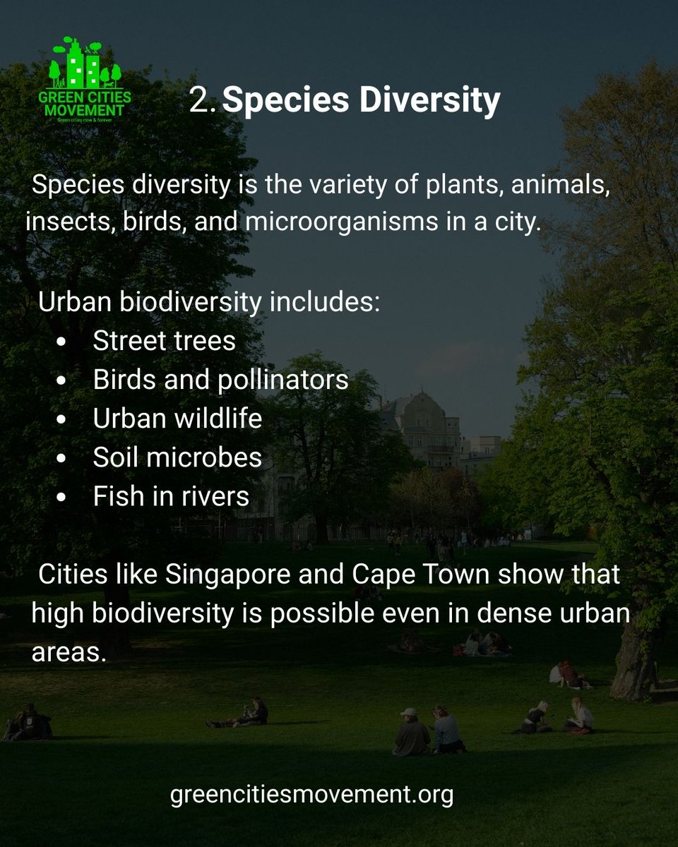 greencitiesmvt's tweet photo. The 3 main components of biodiversity in cities. 
Read full post at https://t.co/Yq1veOE8oP 
#greencitiesmovement #biodiversity #citybiodiversity https://t.co/xbI29Ioj08