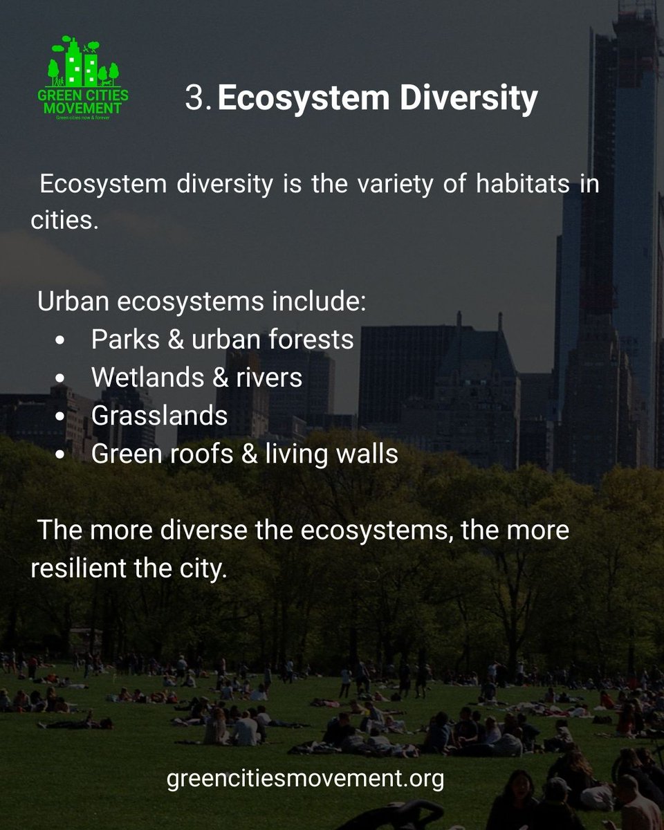 greencitiesmvt's tweet photo. The 3 main components of biodiversity in cities. 
Read full post at https://t.co/Yq1veOE8oP 
#greencitiesmovement #biodiversity #citybiodiversity https://t.co/xbI29Ioj08