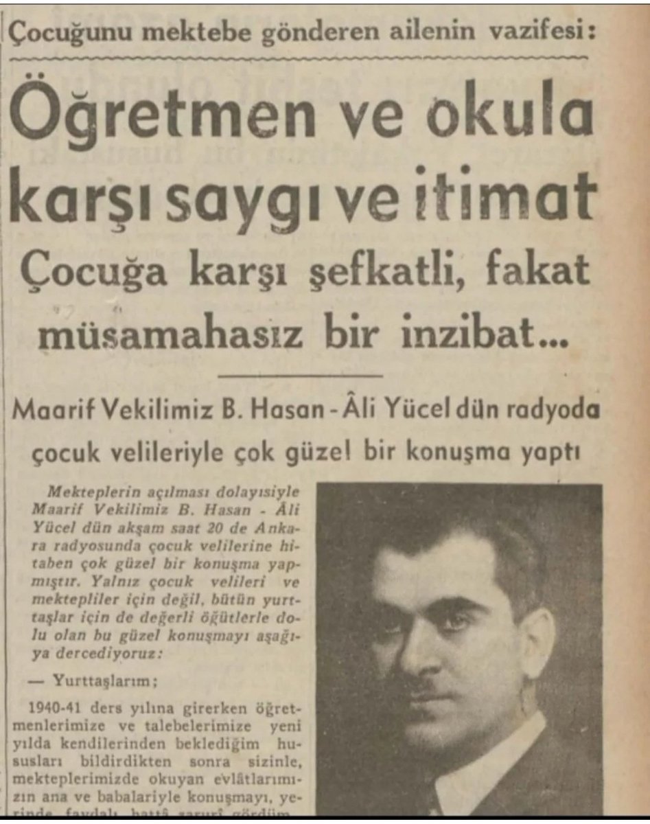SMEYDAN's tweet photo. Laik Cumhuriyet aydınlanmasının en önemli meşalelerinden Hasan Ali Yücel'i saygıyla, minnetle anıyorum.

Hasan Âli Yücel (17 Aralık 1897, İstanbul - 26 Şubat 1961, İstanbul), Türk felsefe öğretmeni, eski millî eğitim bakanı, Köy Enstitüleri'nin kurucusudur.