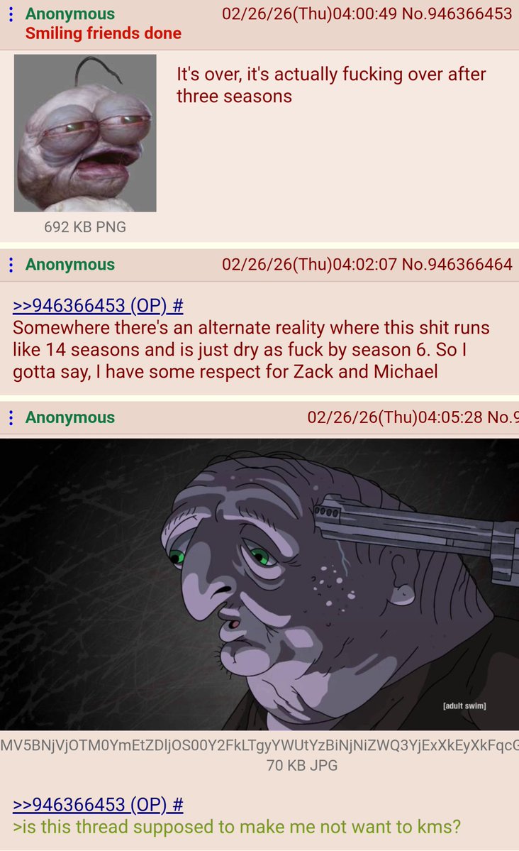 Anons discuss smiling friends ending after three seasons