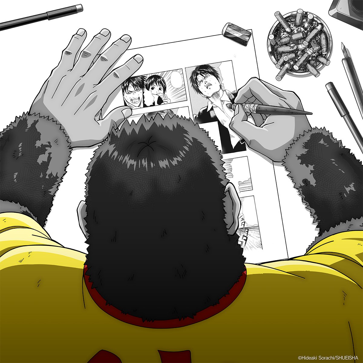 MangaMoguraRE's tweet photo. "GINTAMA" creator Hideaki Sorachi is teasing working on a new Manga!

The panels reference his early Action Comedy Oneshot "Dandelion" about an odd Angel duo assigned to putting souls to rest. 

Image © Hideaki Sorachi, Shueisha https://t.co/ieLSbVUz8T