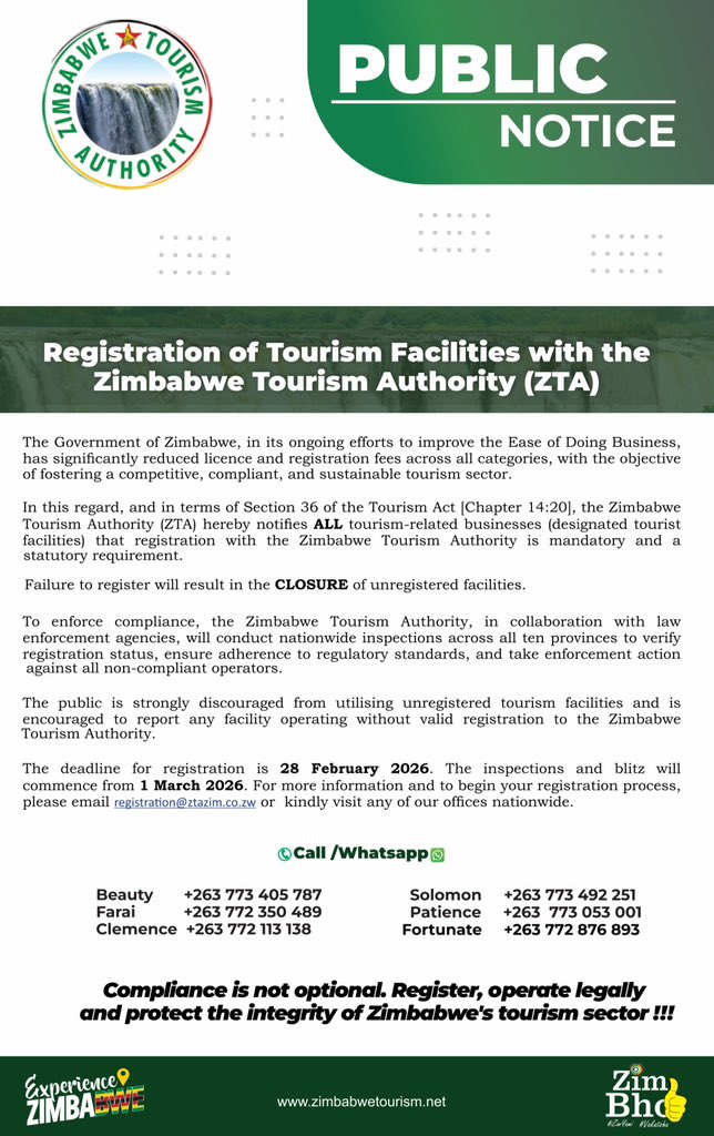 Zimbabwe Tourism Authority tweet media