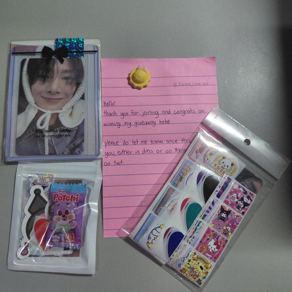 polarishannie's tweet photo. โฌโก #know_sydfeedbacks @_Cursed_Love_
hiii syd! innie arrived safely yesterday! thank you so much for this giveaway and the stickers din! >
i really appreciate everything from this package ๐ฅน๐ฉท https://t.co/TnoIoOFQSJ