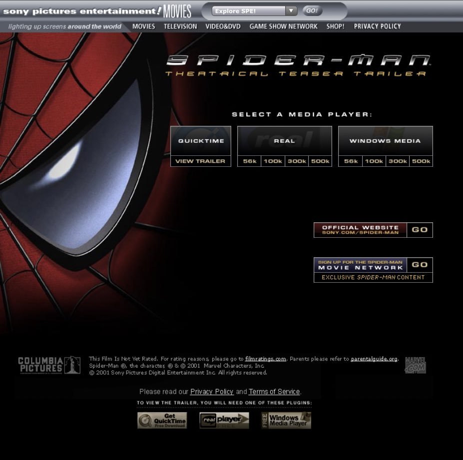 Sony Pictures Spider-Man 2002 teaser trailer website.