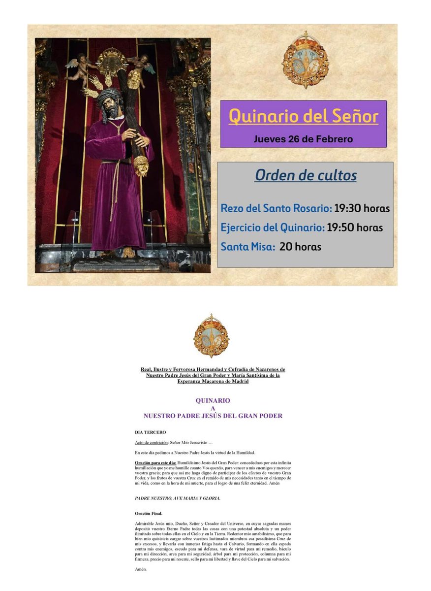 Hermandad Jesus del Gran Poder y Macarena Madrid tweet media