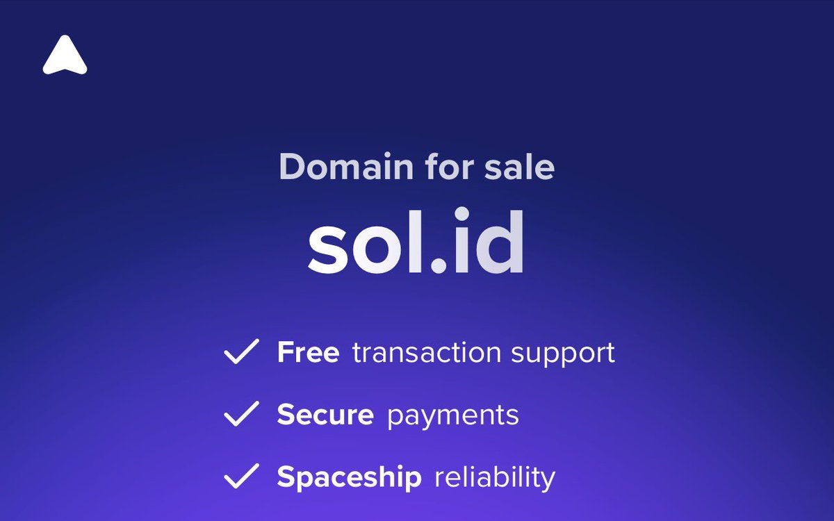 🚨 ‼️ BREAKING
One of the most sought after crypto domain has became available!

👉SOL.ID👈💰
@Solana Identity SOLID name here!
Check the BIN page for details, you’ll be surprised 😮 
Perfect for .sol isn’t it <a href="/toly/">toly 🇺🇸</a> <a href="/sns/">sns.sol</a> 

🎙️ 👇 Your Move before it’s too late ⏰