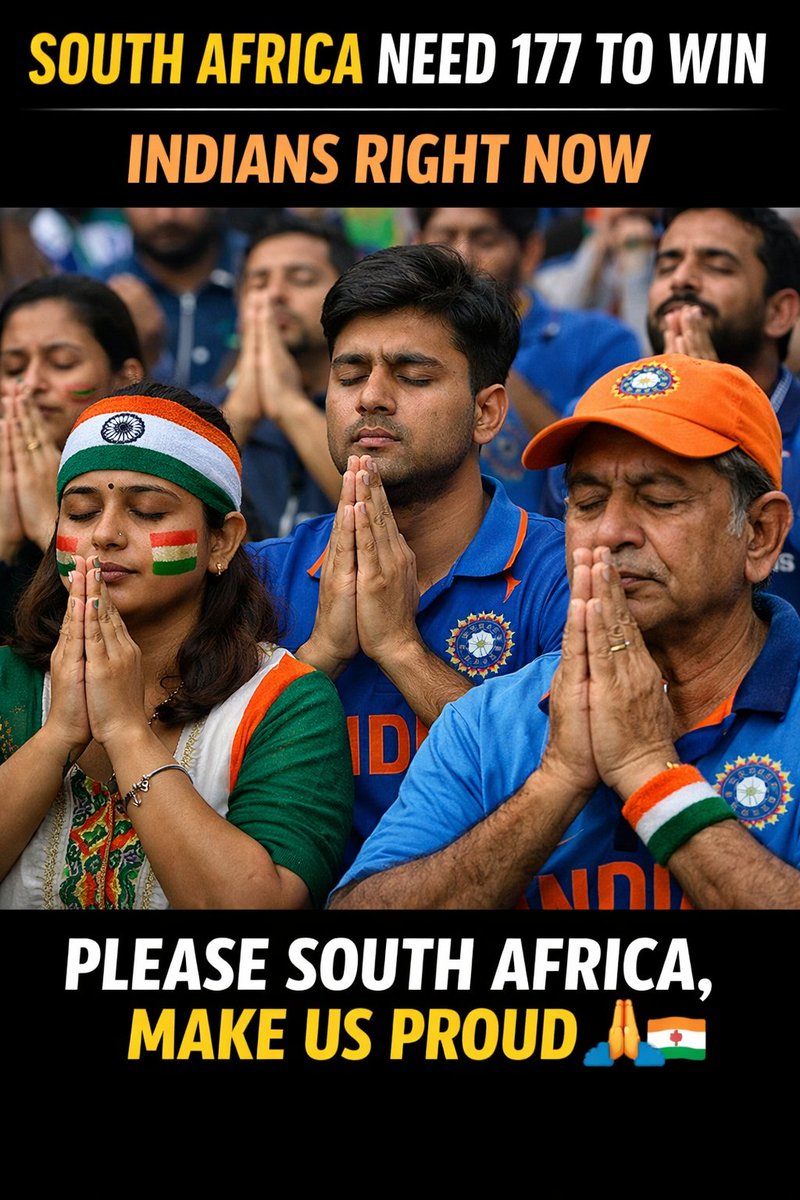 YorkerQueen's tweet photo. @GabbbarSingh South Africa chasing 177 tonight and millions of Indian fans suddenly turning into their biggest supporters 🙏🇿🇦
Dear Cricket Gods, just this once… let the Proteas finish the job.
From India with prayers, hopes &amp; nervous refresh buttons 😅🏏 #SAvs #CricketTwitter https://t.co/nf6BKOuTAe