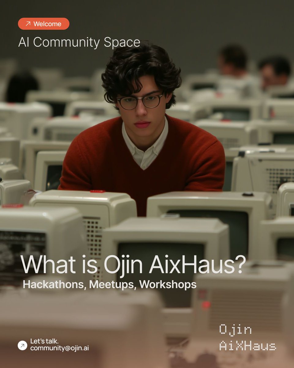 What is Ojin AixHaus?

Berlin's community space for AI enthusiasts. 

Meetups. Hackathons.Talks &amp; Workshops.

No fees. No gatekeeping. Just builders.

Read more 👉 tinyurl.com/4yxfv79v
Join us 👉 ojin.ai/community

#OjinAixHaus #BerlinAI #AIBuilders #GenAI #AICommunity