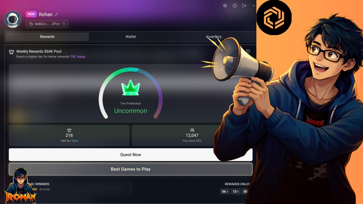 Another New Week Started 

> $60K in $IMX Rewards 
> Just Play Immutable games 
> Try to maintain High Tier &amp; That's it 

If you got lucky then you can hit the Mythic Rewards too

😲Someone got 3,000 $IMX in Mystic Rewards 

Are you up for the grind?? 

Powered by <a href="/Immutable/">Immutable</a>