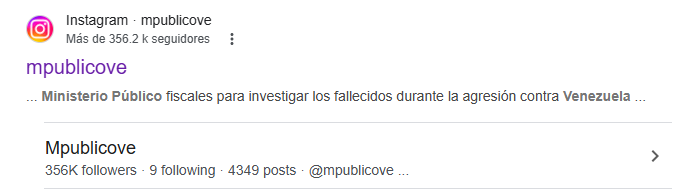 Tarek William Saab, como individuo, tiene su cuenta Instagram con 1M de seguidores.
El Ministerio Público de Venezuela (mpublicove) tenía 356 mil seguidores. Esa cuenta cambió de nombre a budistaestoico7 y se la apropió Saab, cuando era de una institución pública.
¿Por qué?