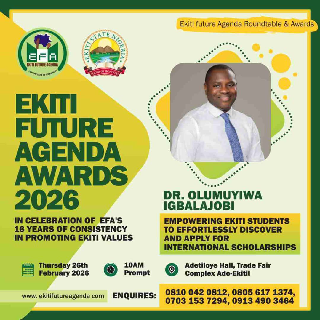 olumuyiwaayo's tweet photo. Today, I am deeply honored to be recognized in my state for a journey that began with a simple step of faith 13 years ago. I left home with ₦16,000 (about $100), without telling my family, holding on only to the opportunity provided by a fully funded Korean Government Scholarship. That decision was uncertain and frightening, but it changed the course of my life.

Fast forward to today, and I am humbled to see more than half a million people reached daily and over 100,000 scholarships secured through Scholarships Cafe. It is a reminder that sometimes the biggest decisions we make are not the safest ones—they are the ones we make even while afraid.

To the organizers of the Ekiti Future Awards, thank you for finding me worthy of this recognition for helping democratize access to global opportunities for our youth. I am sincerely grateful for the honour.

But this moment is not a finish line. There is still so much work ahead. This year’s Ekiti Scholarship Summit revealed clear systemic gaps in how talented young people access global opportunities, and I am more committed than ever to building structures that make those pathways clearer, fairer, and more accessible.

This recognition is not a destination; it is a responsibility—to keep building, to keep opening doors, and to keep ensuring that where a student starts does not determine how far they can go.