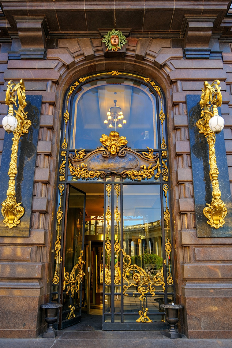 Singer Entry Gate The entrance of the Singer House in Saint Petersburg, built in 1902 ...