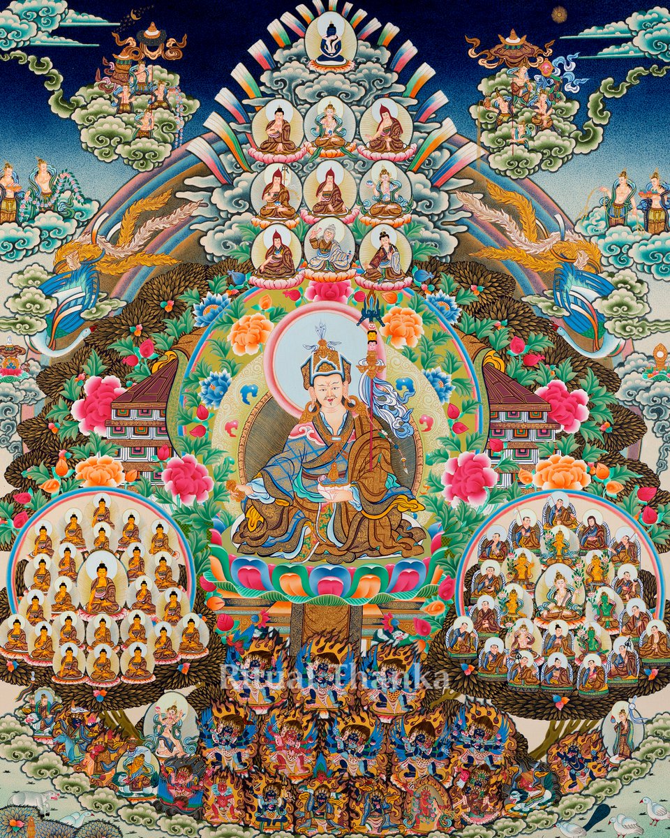 Ritualthanka's tweet photo. On this sacred Guru Rinpoche Day, we honor the Lotus-Born Master 🌸🙏

This Guru Rinpoche Lineage Tree Thangka reflects the unbroken stream of blessings and guidance in the Vajrayana path. ✨

May this day bring clarity and spiritual growth to all.

SKU: 51100 https://t.co/lYEIKwNMd3