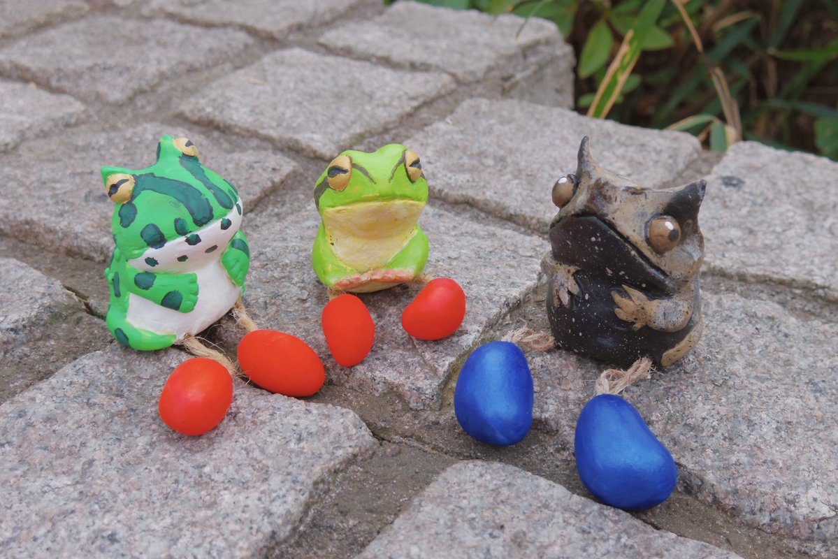 カエルさん達🐸 #ハンドメイド #樹脂粘土 #爬虫類