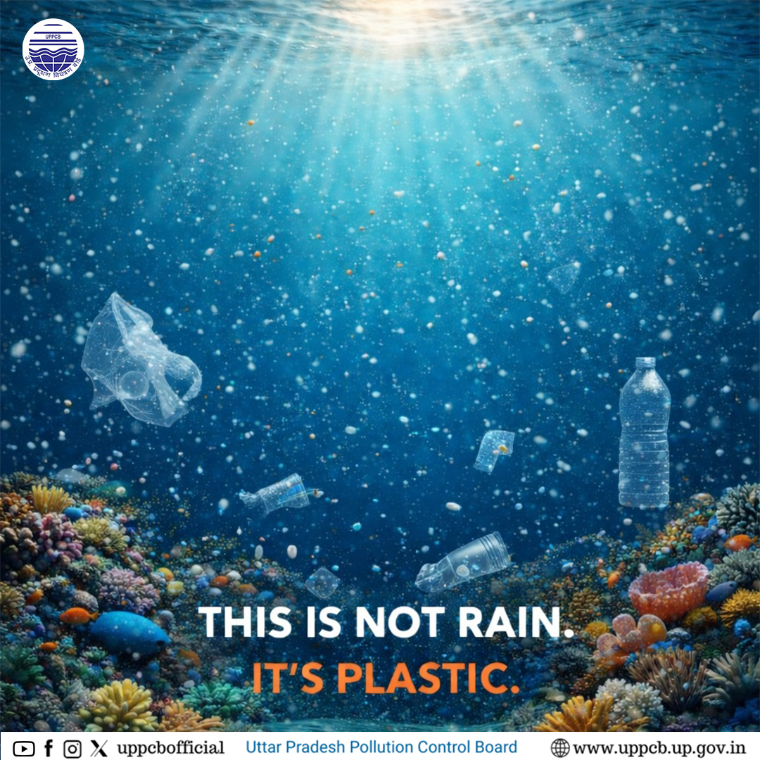 uppcbofficial's tweet image. What looks like rain underwater
is actually #broken #plastic.

It enters aquatic #system.
It enters food.
It #enters us.

Let’s #stop it before it’s too late. 💙🌊
♻️ Say NO to single use #plastic.  Say NO to #Water #pollution.

@CPCB_OFFICIAL @moefcc @UpforestUp