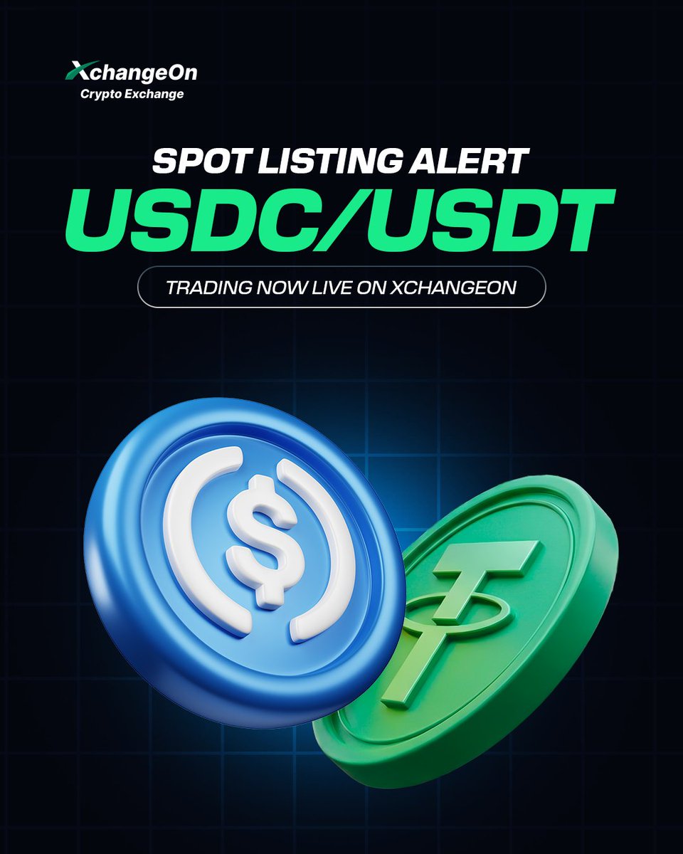 XChangeon's tweet image. 🚨 New Listing Alert
#USDC will be spot-listed on #XchangeOn 🤩

🔹 Pair: USDC/USDT

Trade now and be part of the action! 🚀
XchangeOn brings you the market at your fingertips.

#ListingAlert #SpotTrading #XchangeOnCommunity