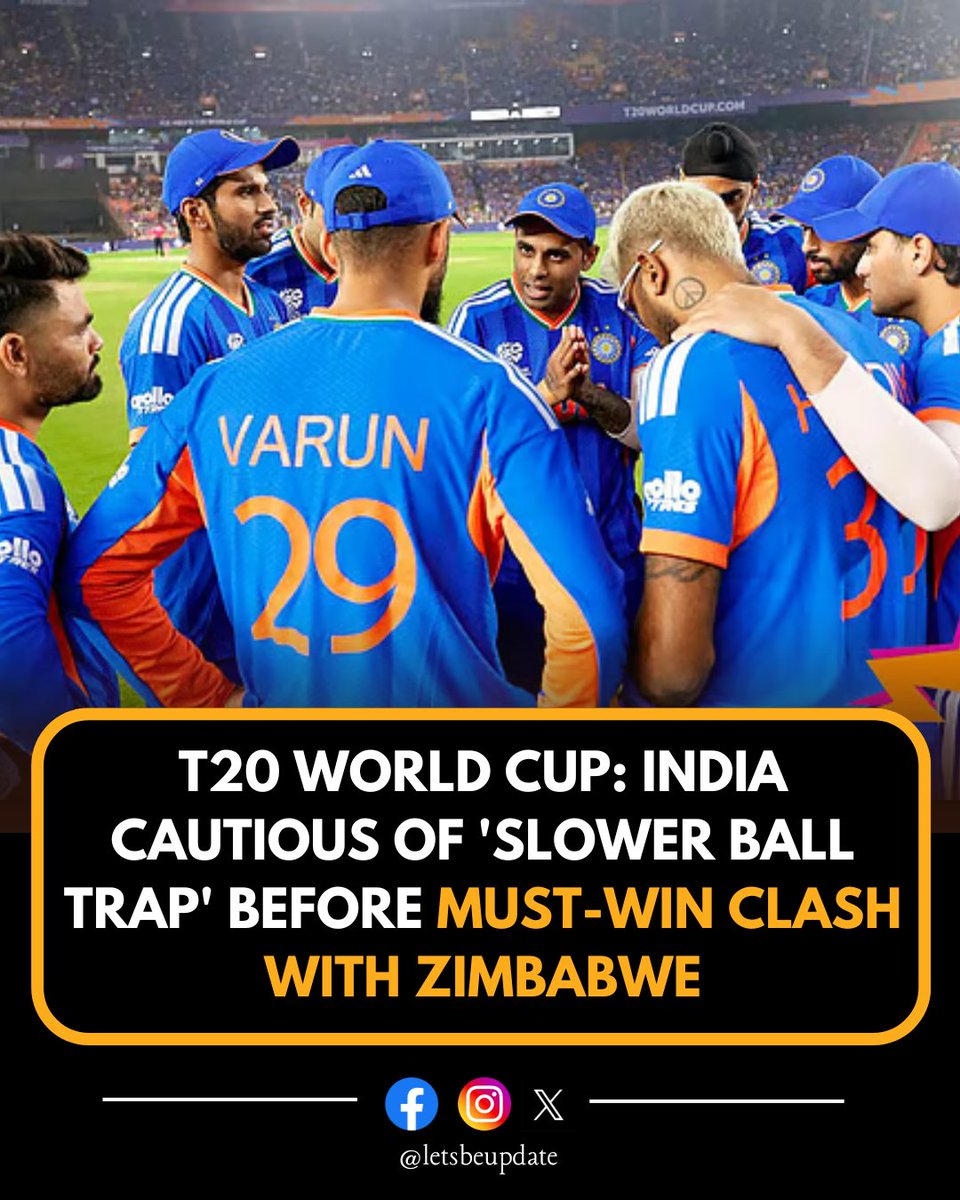 LetsBeUpdate's tweet photo. With semifinal hopes on the line, the India national cricket team are gearing up to face Zimbabwe national cricket team in a high-stakes Super Eight encounter. Analysts warn that India’s batters need to be wary of the 
#T20WorldCup2026 #IndiaCricket #SlowerBallTrap #MustWinMatch https://t.co/YFihhctwPQ