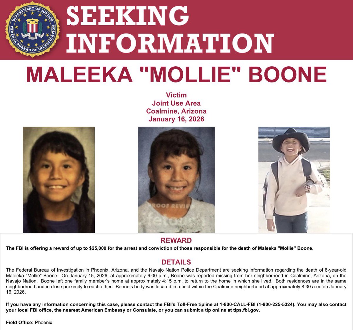 NickCiletti's tweet photo. What happened to Maleeka “Mollie” Boone?? Somebody knows something. Please contact the @FBI with any tips. https://t.co/axLft9zAkF