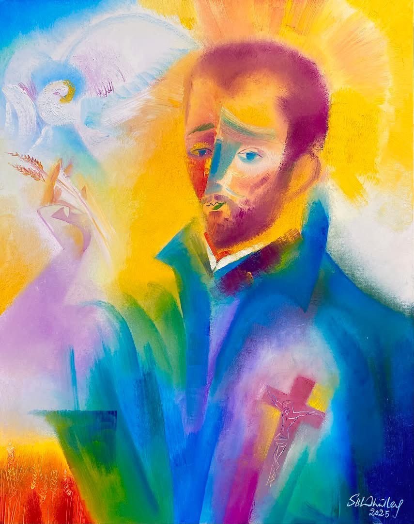 StephenBWhatley's tweet photo. My tribute to St John Francis Regis, commissioned by the Regis School of the Sacred ❤️ in Houston TX being Blessed at a special unveiling &amp; Mass recently - Blessed they shared this with me. #StRegis #SacredHeart #Mass #artist #artcommission #catholic https://t.co/0d56tsg2g1