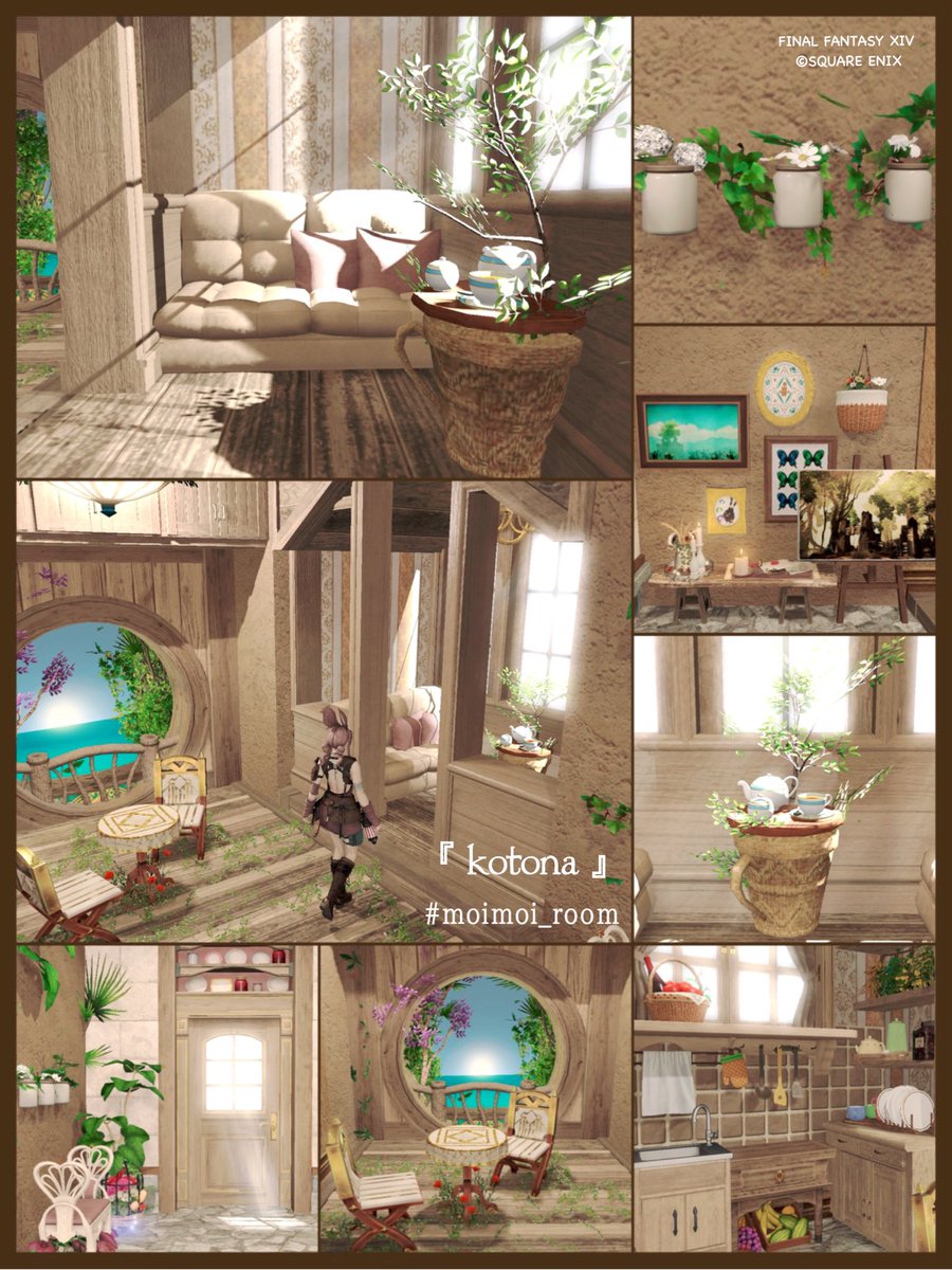 Lily222ff14's tweet photo. 『 kotona 』

"kotona”はフィンランド語で
「家で（At Home）」を意味する言葉です🏡
心地よい空間やリラックスできる場所になったらと思い作りました🌿.∘
小さい部屋ですがお気軽にお越しください𖠿𖥧𖥣｡

住所はリプに📮⬇️

#moimoi_room
#FF14ハウジング 
#HousingEden https://t.co/4qbNs434CO