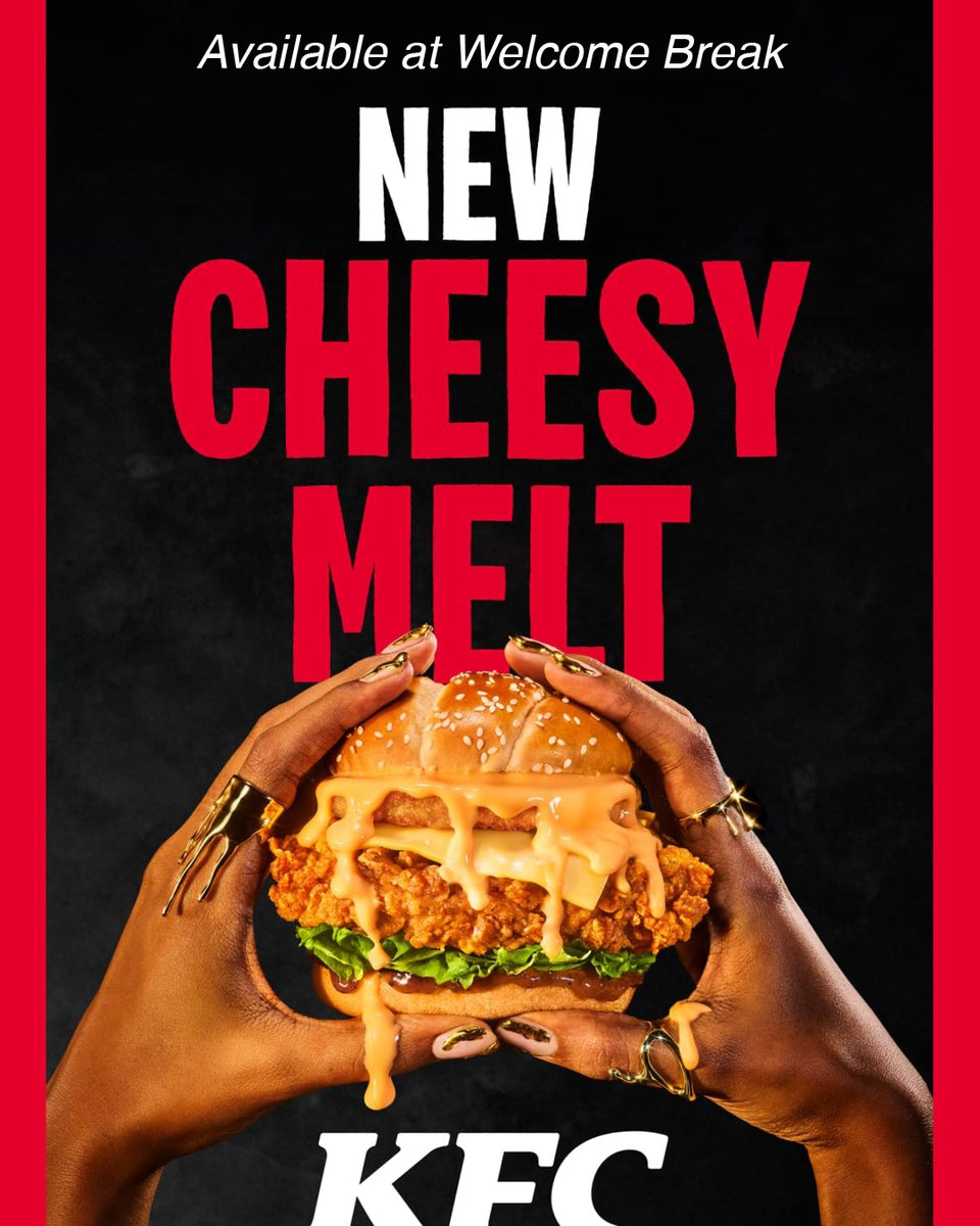 welcomebreak's tweet image. Cheese lovers, you’re in luck, ’cause the NEW limited-edition Cheesy Melt Burger has landed. 

Pop into a Welcome Break to collect one on your travels.

To find your nearest KFC and opening times, visit welcomebreak.co.uk/journey-planne…

#Limited #Cheeselovers #KFC #WelcomeBreak
