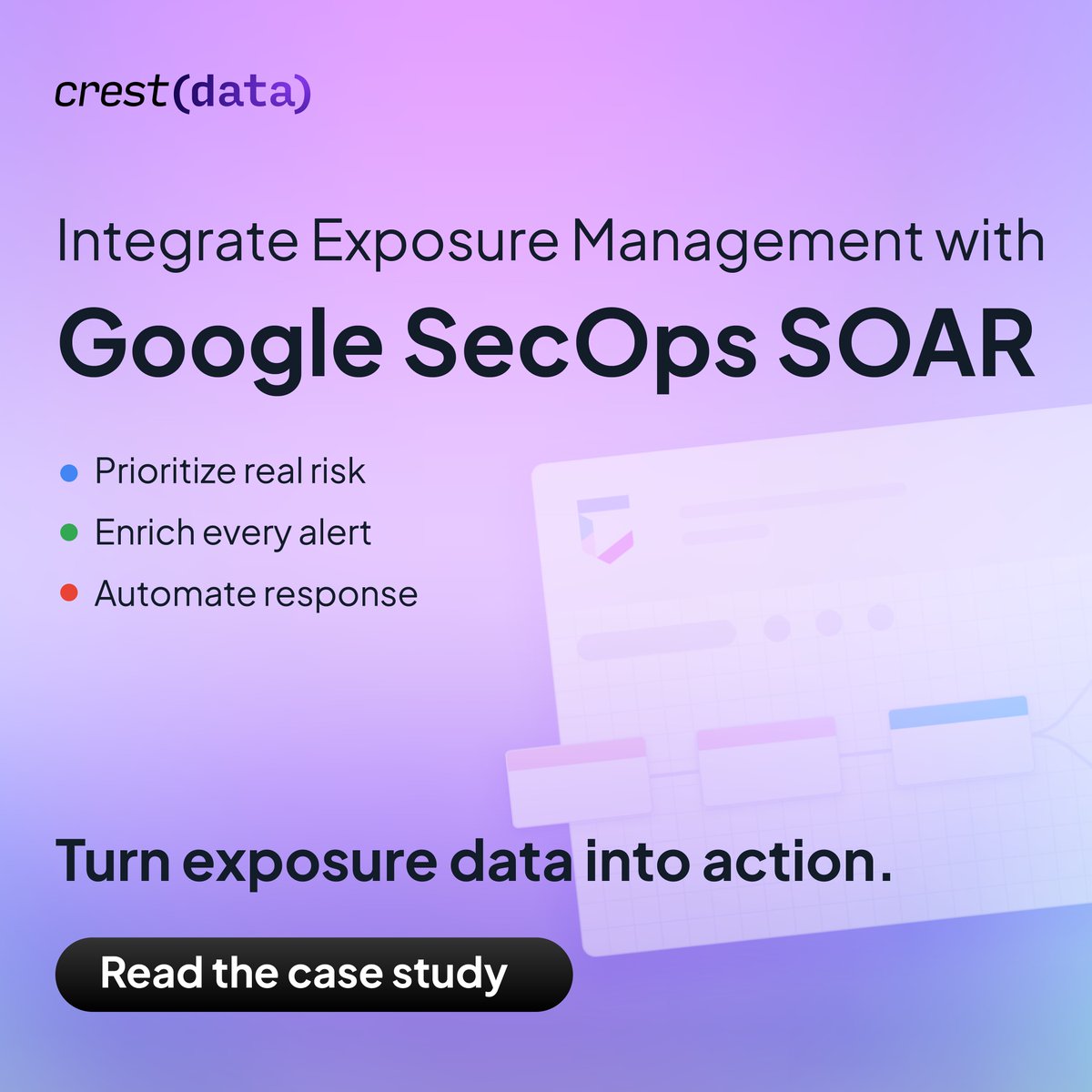 crestdata_ai's tweet photo. See how Crest Data integrated Exposure Management with Google SecOps SOAR for smarter risk prioritization, enriched alerts, and automated response. 
Read the case study: https://t.co/gZ2odZqdtX 

 #CyberRisk #SecurityAutomation #GoogleSecOps #SOAR #CyberSecurity https://t.co/qmO4TLgKHN