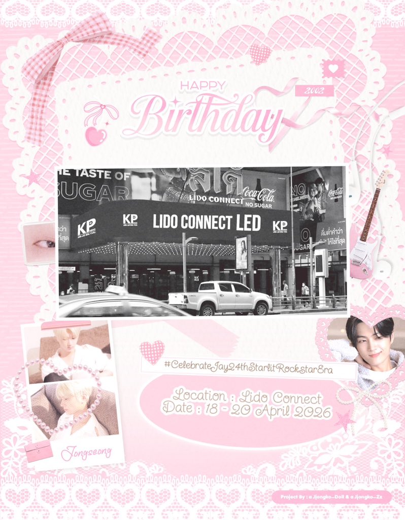 𝄞✦⟢𓂃⋆｡‧˚ʚɞ˚‧｡⋆𓂃⟢✦𝄞

Jay’s Birthday Project —♡♡
#CelebrateJay24thStarlitRockstarEra

Lido Connect LED
📍SIAM
🗓️ 18-20 April 2026

Support by : <a href="/Jjongko_Doll/">Jjongko ❤️‍🔥</a> 

#ENHYPEN_JAY #JAY #제이 #HAPPYJAYDAY #HAPPY_JAY_DAY 

𝄞✦⟢𓂃⋆｡‧˚ʚɞ˚‧｡⋆𓂃⟢✦𝄞