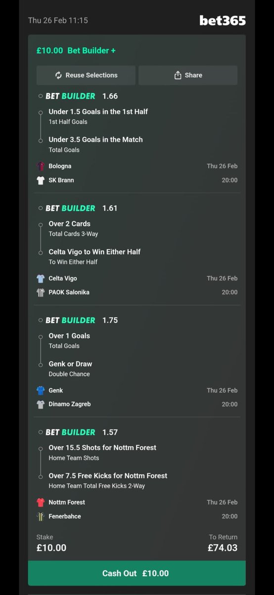 The_InplayGenie's tweet photo. Europa League Stat acca. Odds: 71/1 for all 8 games. Less if only playing 5.45 or 8pm. Links below👇 GL🤞⚽️

Add To Your Bet Slip - 71/1 https://t.co/fCNaVJPA5s

Add To Your Bet Slip - 9/1 (5.45pm)
https://t.co/cCJMwxqi8f

Add To Your Bet Slip - 7/1 (8pm)
https://t.co/zTCwqD1dL2 https://t.co/6DxyNmHHTG