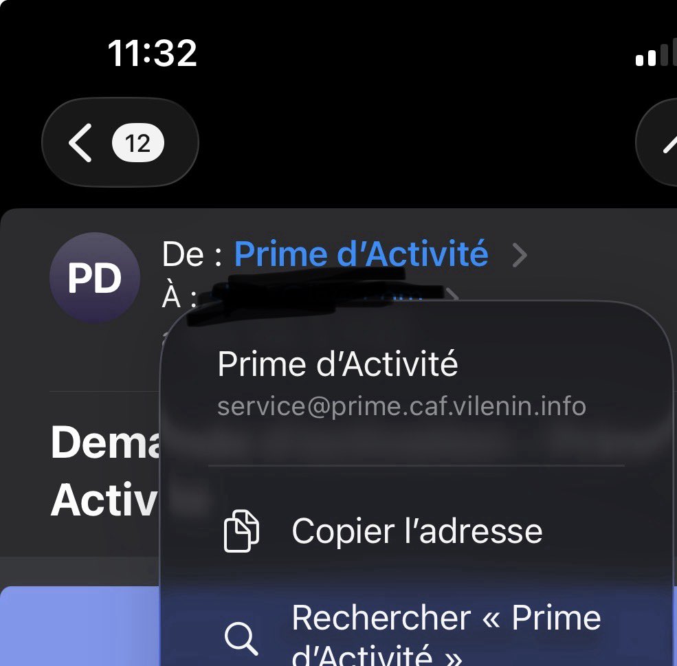 ⚠️ Les mails de phishing pour une prime d'activité pour la CAF commencent...

C'est faux bien sûr ! 
Soyez plus que jamais vigilants.

Merci les fuites de données...

Merci <a href="/slaxx86/">Vivien</a> pour l'alerte.