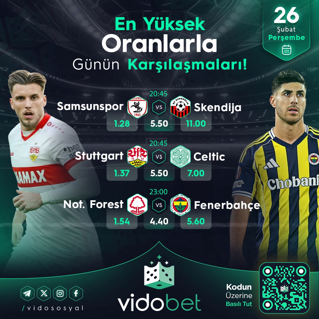 VidoResmi's tweet photo. ⚽️ GÜNÜN KARŞILAMALARI ⚽️

📺 Günün maçlarını ücretsiz ve sürekli olarak VidobetTV’de izleyin!

💚 En Yüksek Oranlar VİDOBET’TE

✅ Sosyal Medya Hesaplarımızı Takip Edin Güncel Duyuruları ve Etkinlikleri Kaçırmayın !

🔗https://t.co/YP5TxQAilJ https://t.co/rbk7eZO6Be
