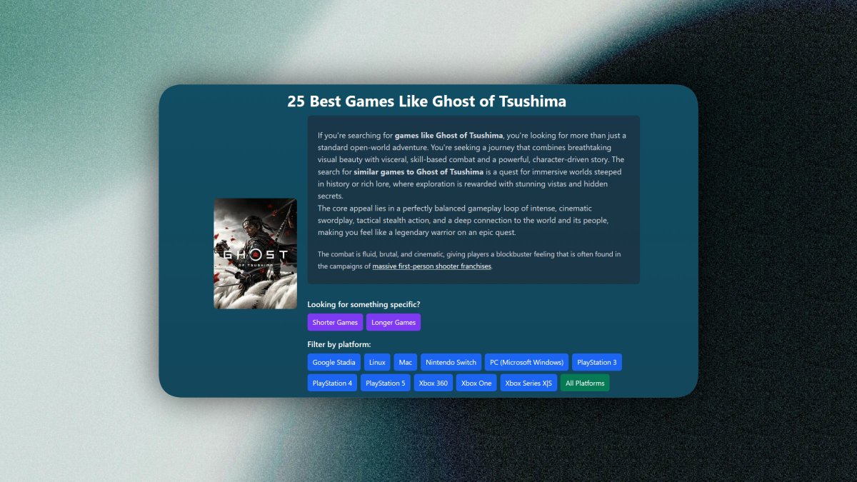 austernotus's tweet photo. Any Ghost of Tsushima fans? 🤔

Made a list with some cool games that you also might enjoy (link in the replies)

#videogames #ghostoftsushima #gaming https://t.co/CR70hKGe4Y