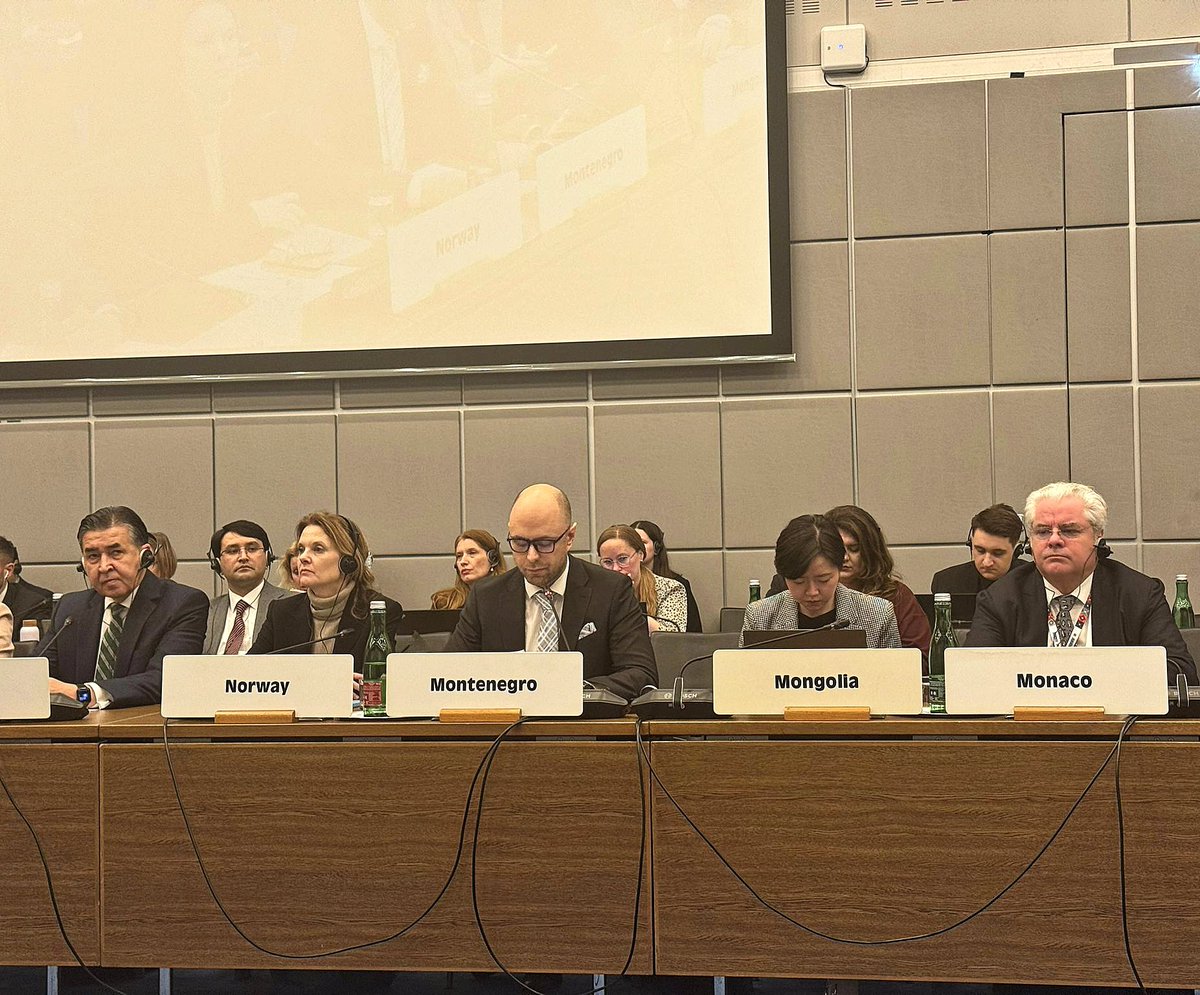 MNE_IO_Vienna's tweet photo. At today's #OSCEPC we welcomed DPM & FM of Moldova @MihaiPopsoi in his capacity as Chair of the @coe Committee of Ministers. 🤝
➡️ We underscored the strong complementarity between the @coe and the @OSCE in advancing democracy, human rights and the rule of law, and reaffirmed our steadfast commitment ahead of Montenegro's upcoming Presidency of the Committee of Ministers of the Council of Europe in November 2026.