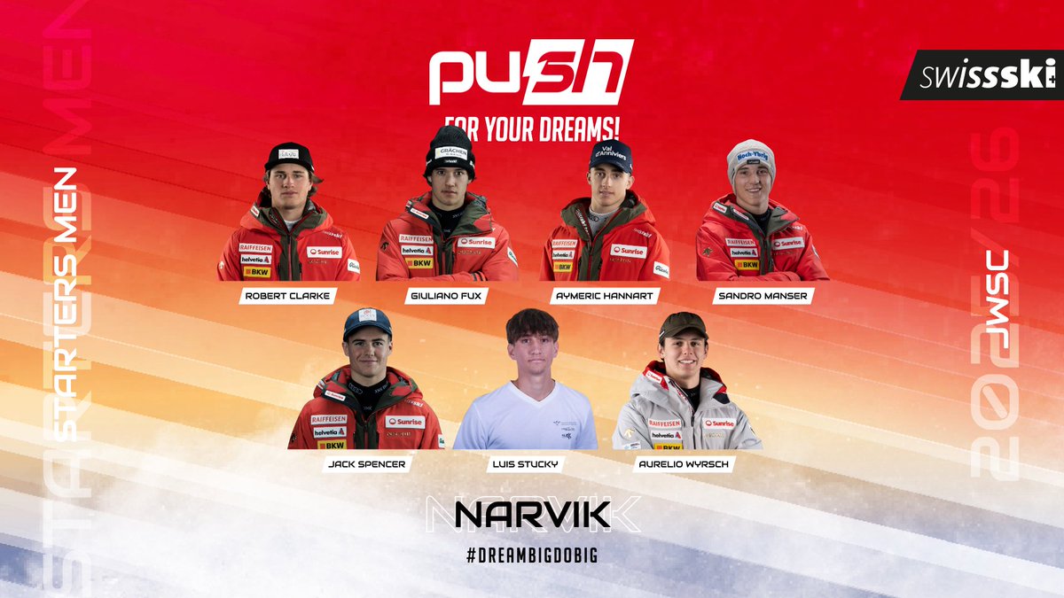 Das Swiss-Ski-Team für die Junioren-Weltmeisterschaften in Narvik steht fest! 🇨🇭🔥
16 Athletinnen und Athleten vertreten die Schweiz vom 5. bis 15. März 2026 bei den Titelkämpfen in Norwegen. ￼ 🇳🇴
 
👉 Zu den Selektionen: swiss-ski.ch/JWM2026
 
Wir wünschen dem gesamten Team