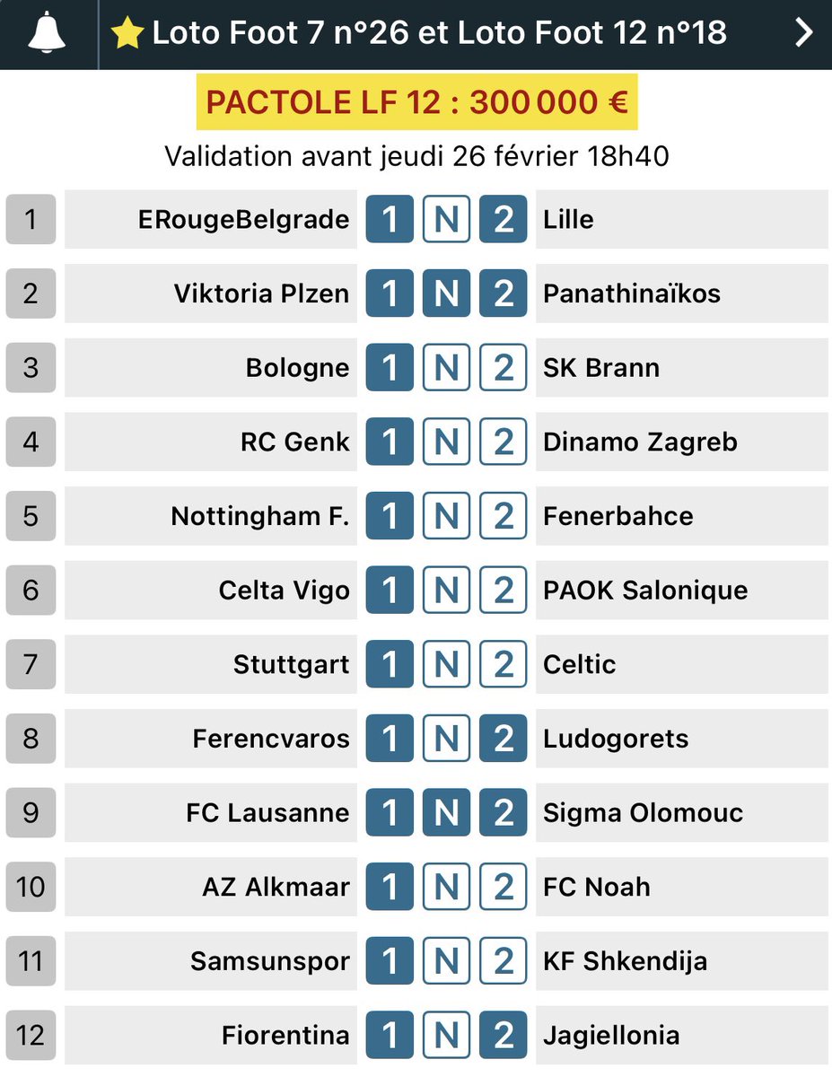 Pronosoft's tweet photo. [#LotoFoot] 300 000 euros mis en jeu ce jeudi sur une grille 100% Coupes d’Europe ! 🏆

Nos pronos et la répartition des paris ➡️ https://t.co/mLJgmFMi5K #TeamParieur https://t.co/IqoxBvIiWa