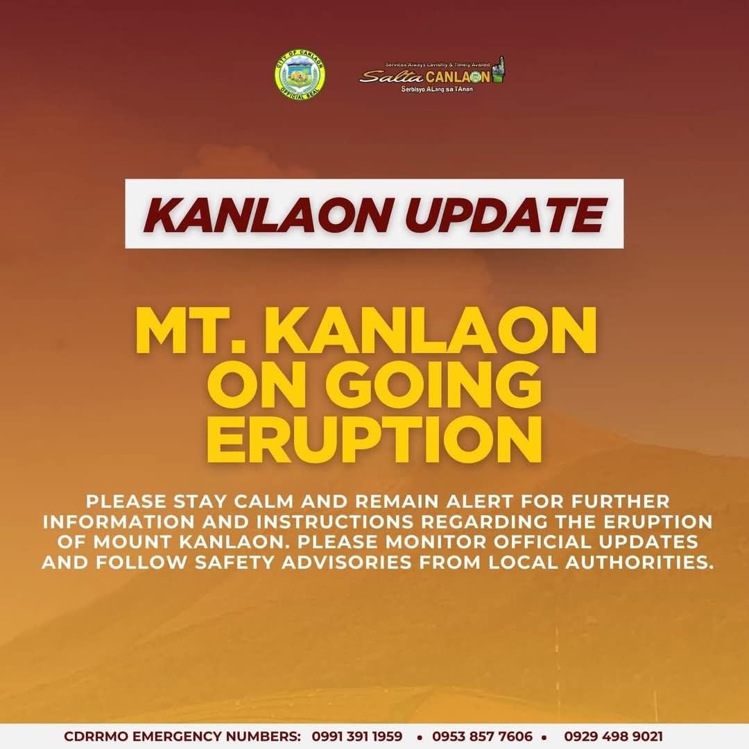 pnagovph's tweet image. JUST IN: Phivolcs on Thursday (Feb. 26, 2026) night says there is an ongoing moderately explosive eruption at #Kanlaon Volcano in Negros Island Region. 

Details to follow, the Phivolcs said in a social media post. 

In Negros Occidental, La Carlota City and La Castellana town