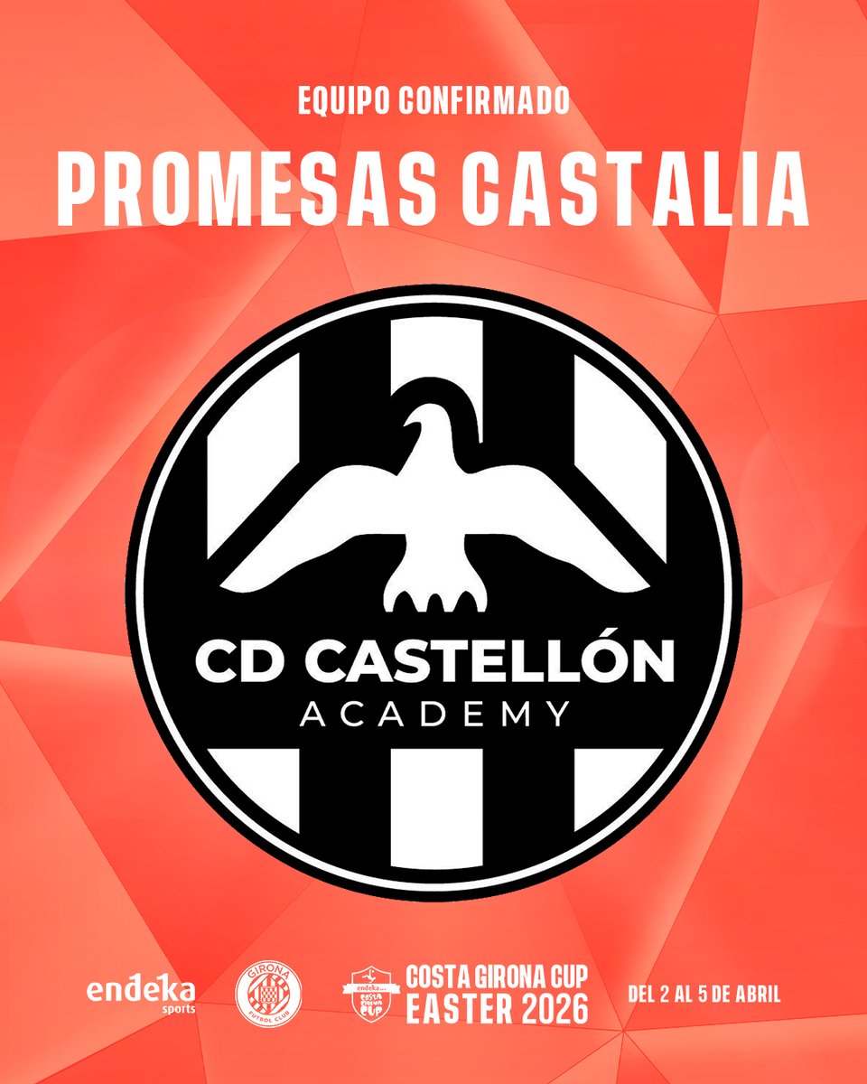 🤍 𝐄𝐋 𝐄𝐒𝐂𝐔𝐃𝐎 𝐀𝐋𝐁𝐈𝐍𝐄𝐆𝐑𝐎 𝐒𝐈𝐄𝐌𝐏𝐑𝐄 𝐒𝐄 𝐇𝐀𝐂𝐄 𝐍𝐎𝐓𝐀𝐑 🖤

🏆 El Promesas Castalia <a href="/CDCS_Academy/">CD Castellón Academy</a> confirma su participación en la Costa Girona Cup Easter.

😄 ¡Un placer contar con vosotros en otra aventura más! 🫶🏽

#PPO👂