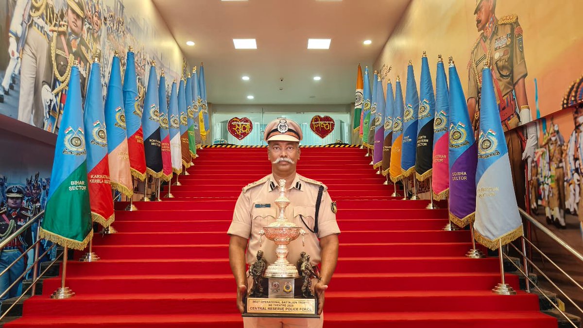Commandant58Bn's tweet photo. On the auspicious occasion of CRPF Day Parade 2026 at Guwahati, the Hon’ble Union Home Minister, Shri Amit Shah, bestowed the prestigious Best Ops BN of  NE throphy to Sh. M. Mohan, Comdt 58 Bn CRPF. This recognition marks a golden milestone in the proud legacy of 58 Bn, CC Pur. https://t.co/o3zzniW07T