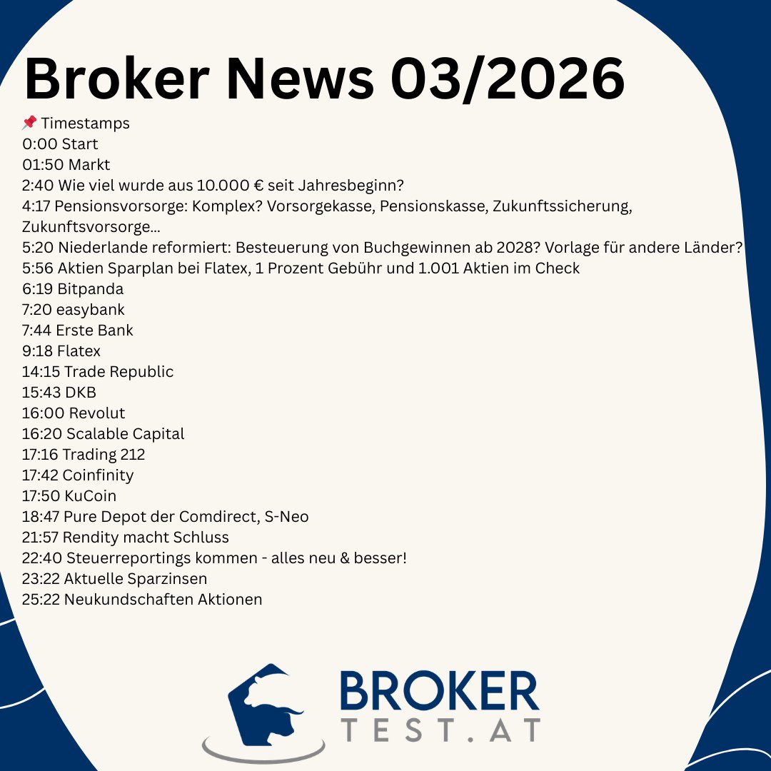 brokertest_at's tweet photo. Broker News 03/2026: Btipanda, easybank, Flatex, Trade Republic, Scalable, KuCoin, Sparzinsen, ...

👉🏽 zum Video: https://t.co/1hR1tGNaDA

#flatex #bitpanda #easybank #traderepublic #scalable #kucoin #coinfinity https://t.co/IVnvRfoiAw