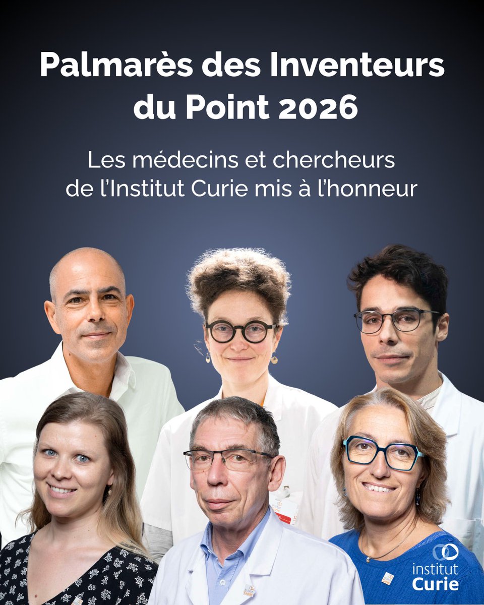 Palmarès des Inventeurs 2026 du Point : six médecins et chercheurs de l’Institut Curie mis à l’honneur.
Lire l'article: curie.fr/actualite/palm… 
#institutcurie