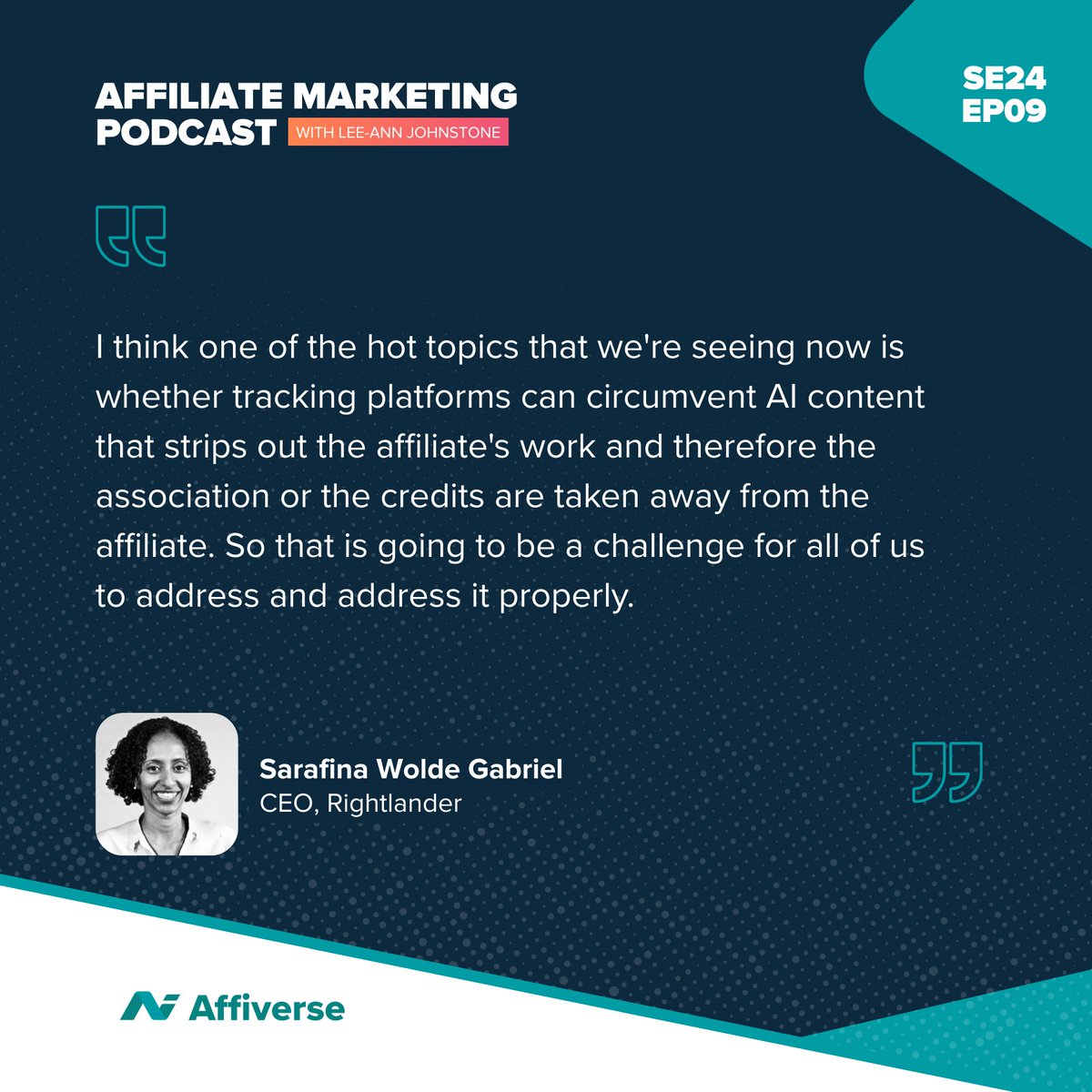 Sarafina Wolde Gabriel, CEO of Rightlander, joins Lee-Ann to explain why compliance isn’t a legal checkbox but a revenue driver.

Listen to the insights here: affiversemedia.com/the-hidden-aff… 

#AffiliateMarketing #Compliance #PerformanceMarketing #AffiliateManagement #RiskManagement