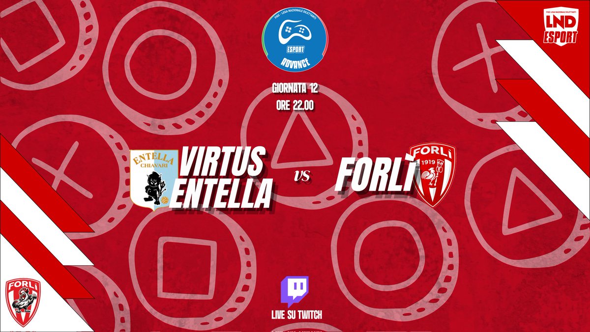 ForliFC's tweet photo. 🎮MATCHDAY🎮

🏆 @LNDEsport1
📅 1️⃣2️⃣giornata
🆚 #entellaesport
📺 https://t.co/URJz0P5zp7

#AlèFurlè 🐔🤍❤️ https://t.co/yRgTkuBLDe