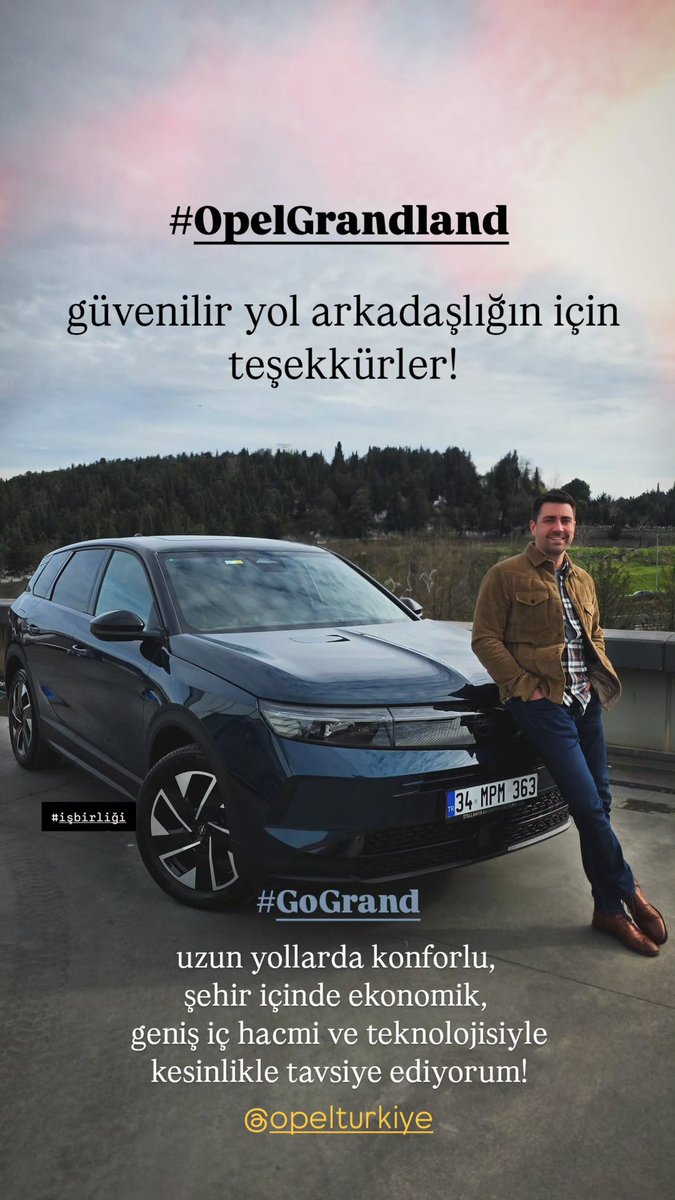 caroleme23's tweet photo. Çağlar recommends opel saying "Thank you for being a reliable travel companion! I highly recommend it for its comfort on long journeys, suitability in the city, spacious interior, and technology!" 🫶 #CaglarErtugrul #ÇağlarErtuğrul #GoGrand #OpelTürkiye @CaglarErtugrul https://t.co/BM3IGgJCFy