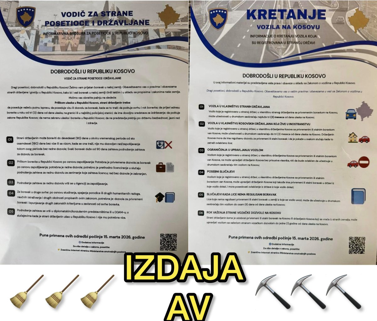 IZDAJA!!!
Dragi narode Srbije evo još jednog dokaza prodaje svete srpske zemlje od strane Veleizdajnika i njegovog glavnog jarana Radojicica. Sa ovim sledi egzodus Srba sa KiM.
Čitajte uputstvo o nacinu ulaska i rada na KiM od 15 marta. 
A on pobegao u Kazahstan.
Pizda jedna.